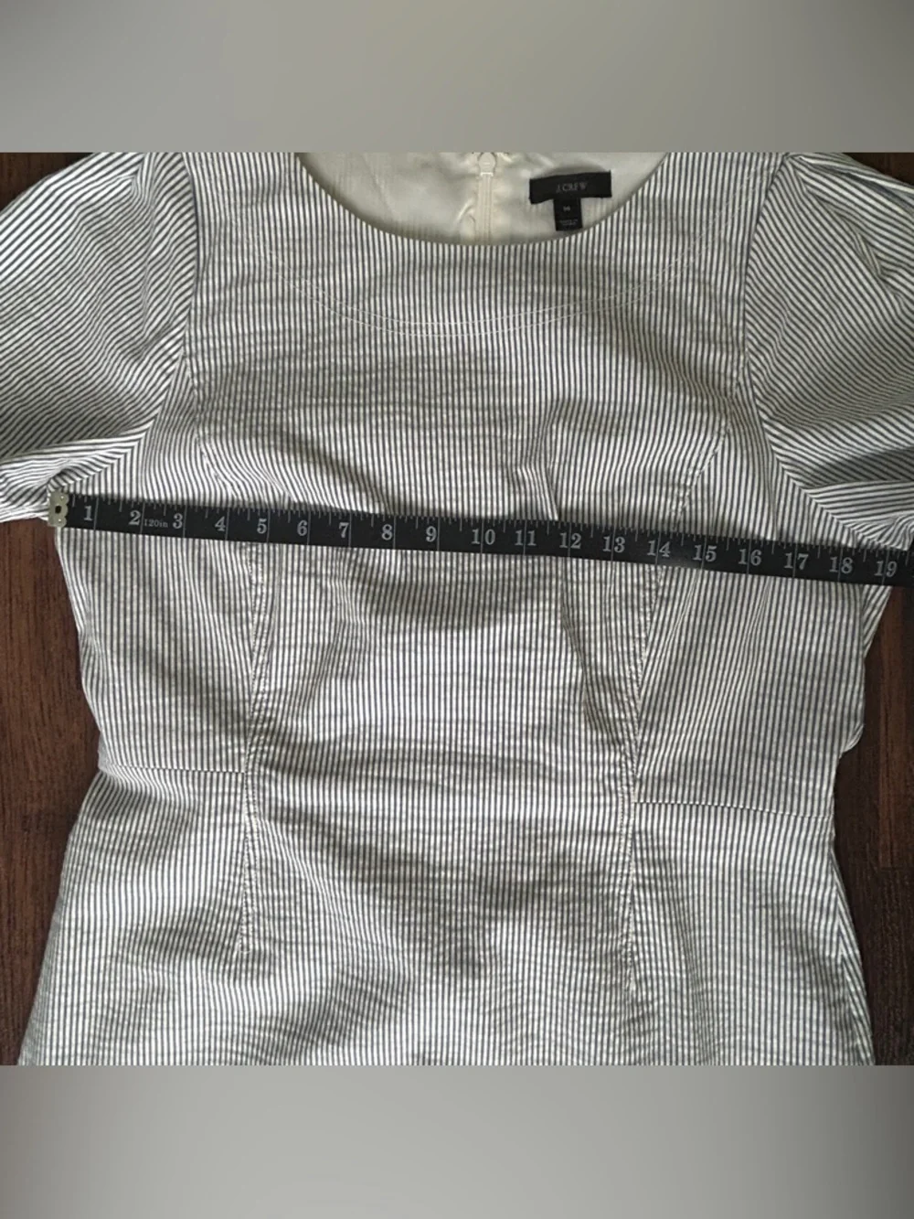 J.Crew Blue White Pinstripe Sheath Dress Cotton Blend Size 14 - Picture 8 of 9